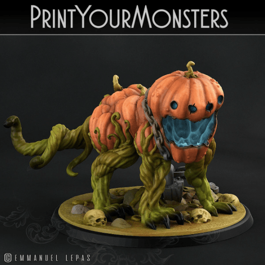 Halloween Pumpkin Dog Miniature | Whimsical Canine Jack-o'-Lantern - Plague Miniatures