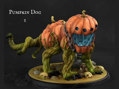 Halloween Pumpkin Dog Miniature | Whimsical Canine Jack-o'-Lantern - Plague Miniatures