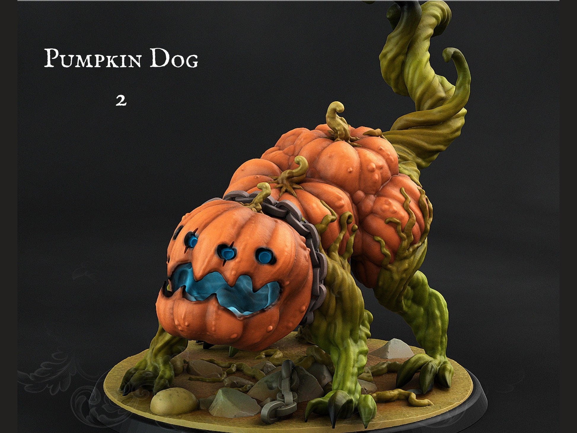 Halloween Pumpkin Dog Miniature | Whimsical Canine Jack-o'-Lantern - Plague Miniatures