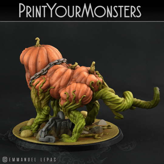 Halloween Pumpkin Dog Miniature | Whimsical Canine Jack-o'-Lantern - Plague Miniatures