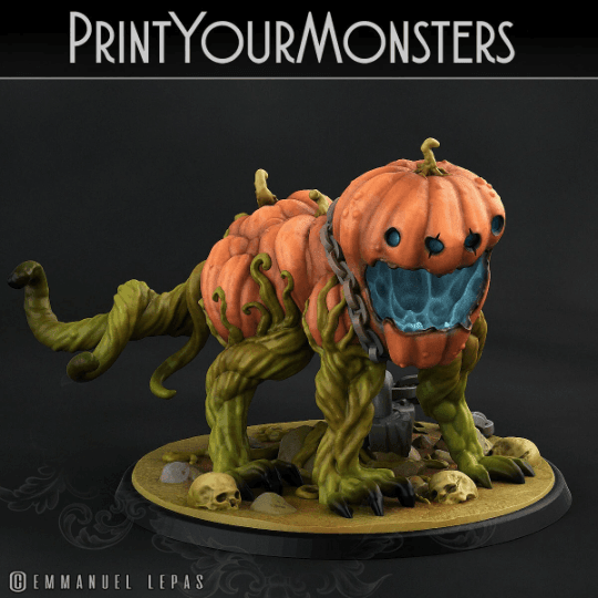 Halloween Pumpkin Dog Miniature | Whimsical Canine Jack-o'-Lantern - Plague Miniatures