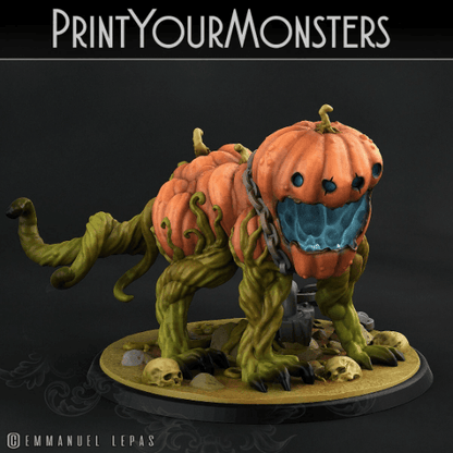 Halloween Pumpkin Dog Miniature | Whimsical Canine Jack-o'-Lantern - Plague Miniatures