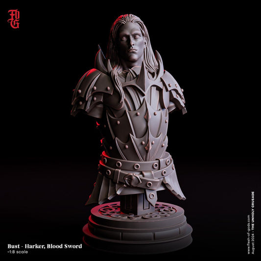 Harker, Blood Sword Bust | Vampire Fighter Resin Statue - Plague Miniatures