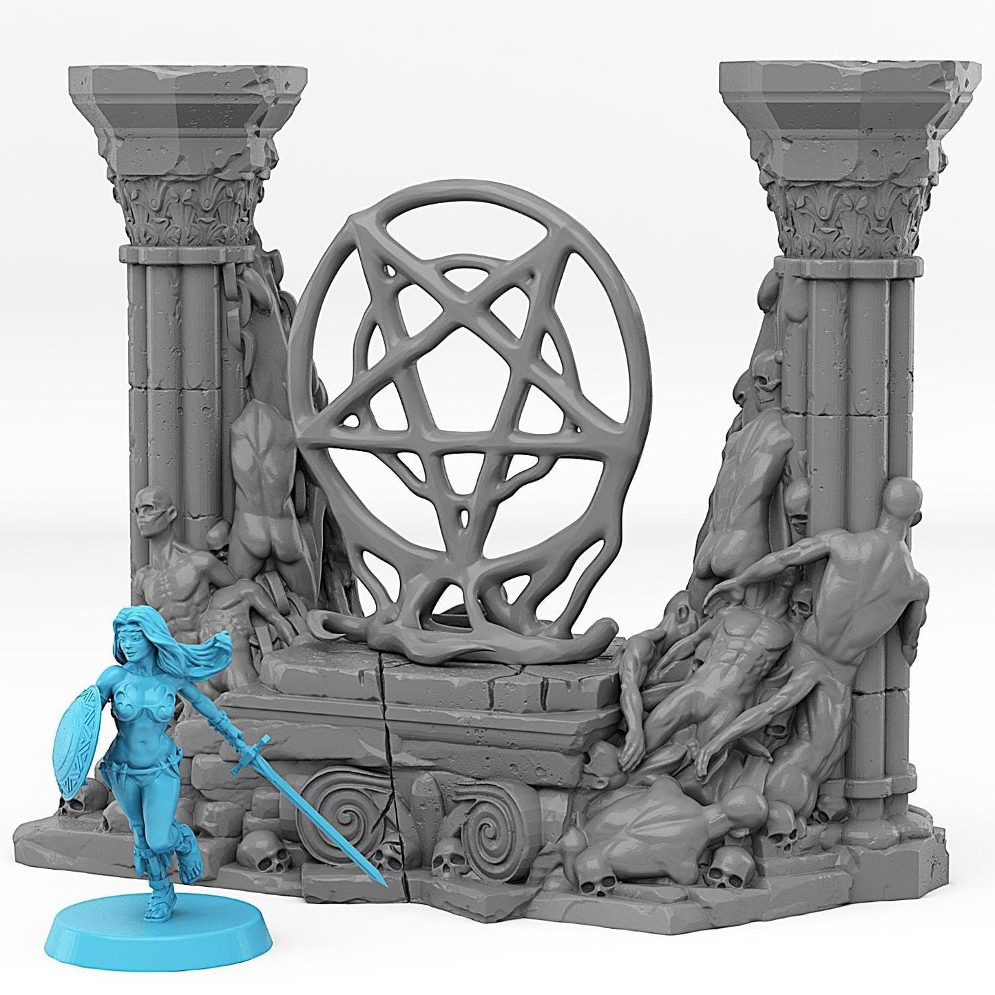 Hell Portal Miniature | Demon Portal with Pentacle Effect | Dungeon Terrain Prop | 28mm or 32mm Scale - Plague Miniatures