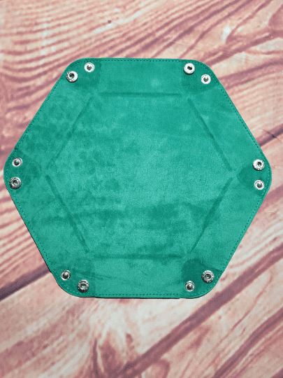 Hexagon Dice Tray, Foldable felt and leather dice tray for RPGs and all Tabletop gaming, Dice rolling tray custom dice tray - Plague Miniatures