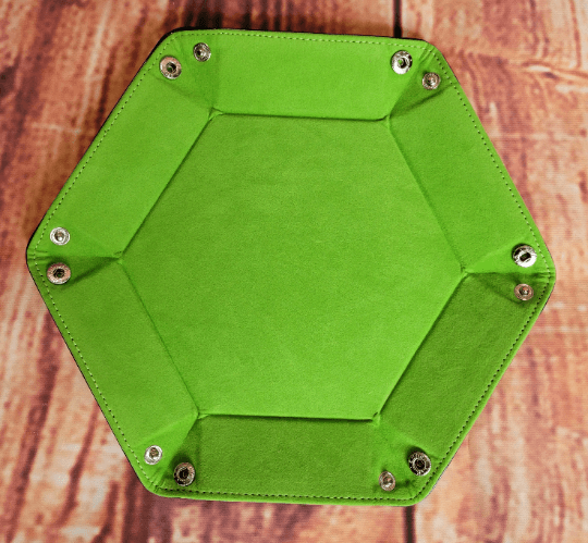 Hexagon Dice Tray, Foldable felt and leather dice tray for RPGs and all Tabletop gaming, Dice rolling tray custom dice tray - Plague Miniatures