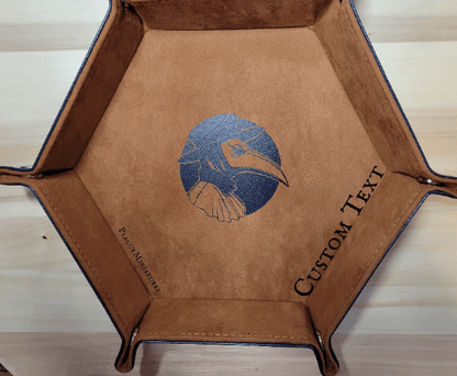 Hexagon Dice Tray, Foldable felt and leather dice tray for RPGs and all Tabletop gaming, Dice rolling tray custom dice tray - Plague Miniatures