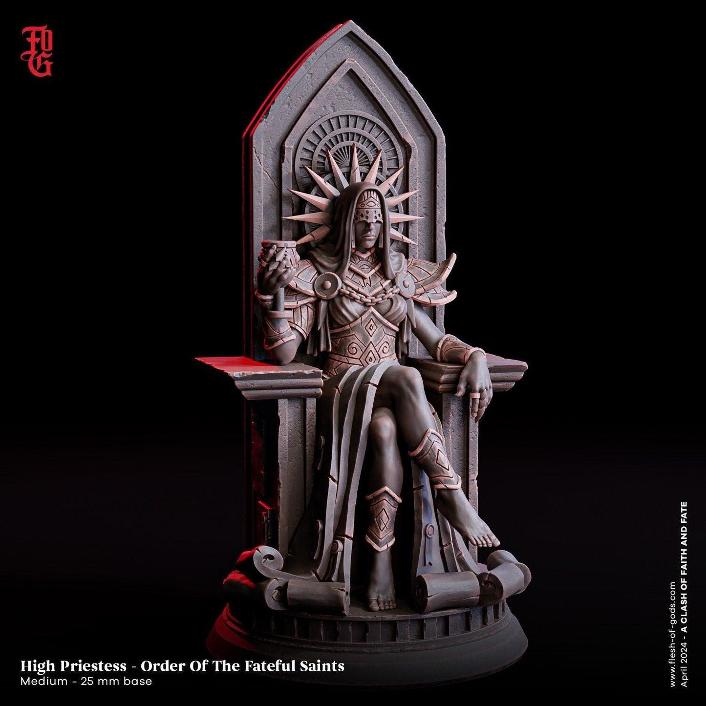 High Priestess of the Fateful Saints Miniature | Human Cleric NPC Figurine | 32mm Scale and 75mm Scale - Plague Miniatures