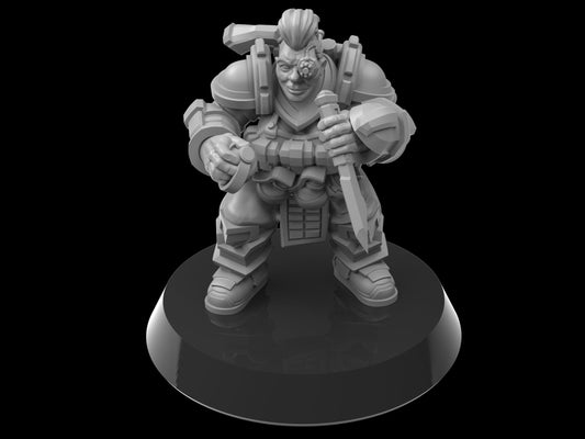 Hilda, Cyborg Assassin Dwarf Miniature | Galactic Demolition Squad Member - Plague Miniatures