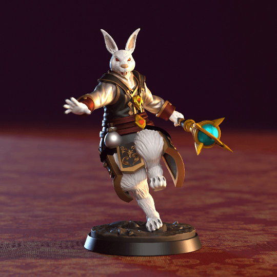 Hopper Harengon Miniature | Spellcaster Rabbit Figurine for Tabletop Gaming | 32mm Scale - Plague Miniatures