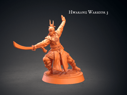 Hwarang Fighter Miniature | 5 Dynamic Figures with Long Swords for DnD 5e | 32mm Scale - Plague Miniatures