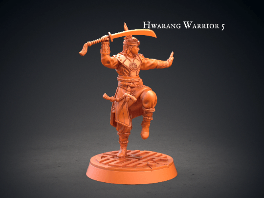 Hwarang Fighter Miniature | 5 Dynamic Figures with Long Swords for DnD 5e | 32mm Scale - Plague Miniatures