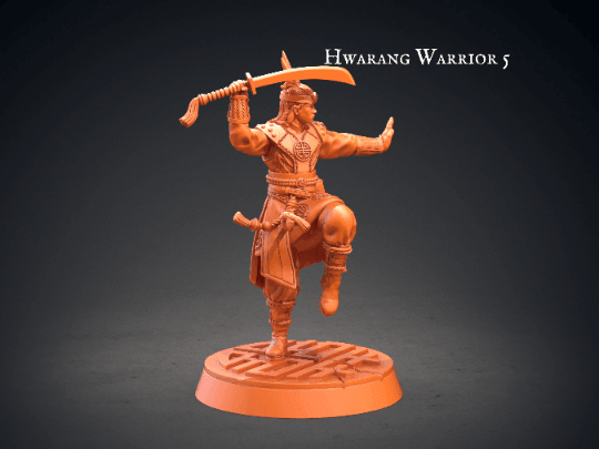 Hwarang Warrior Miniature | Figure with Long Swords for Dungeons and Dragons | 32mm Scale - Plague Miniatures