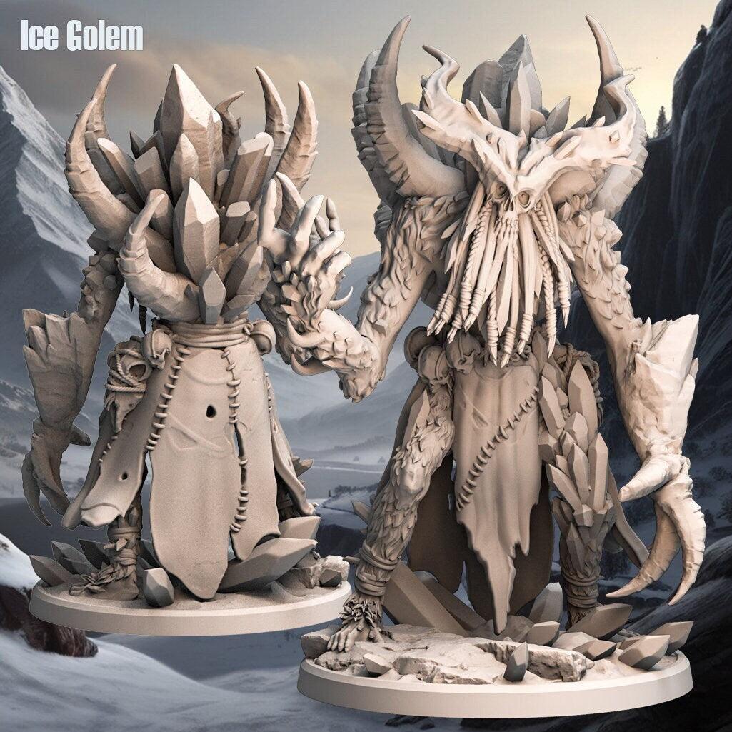 Ice Golem Monster Miniature | Frosty Construct Figure | 32mm Scale - Plague Miniatures