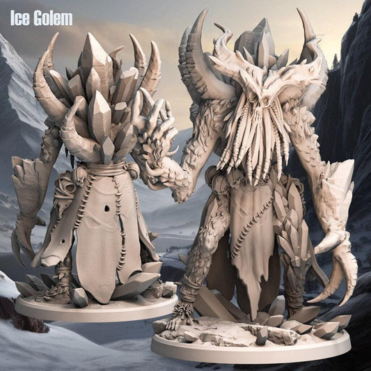 Ice Golem Monster Miniature | Frosty Construct Figure | 32mm Scale - Plague Miniatures