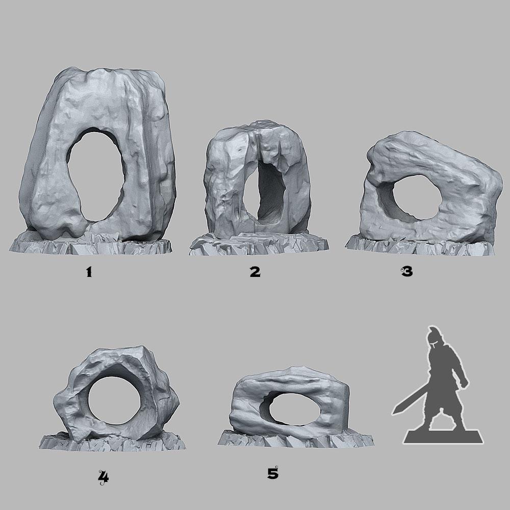 Ice Hole Rock | Frozen Abyss Stone Rock Ruin Set | 28mm Scale or 32mm Scale - Plague Miniatures