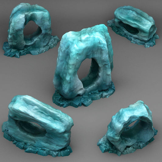 Ice Hole Rock | Frozen Abyss Stone Rock Ruin Set | 28mm Scale or 32mm Scale - Plague Miniatures