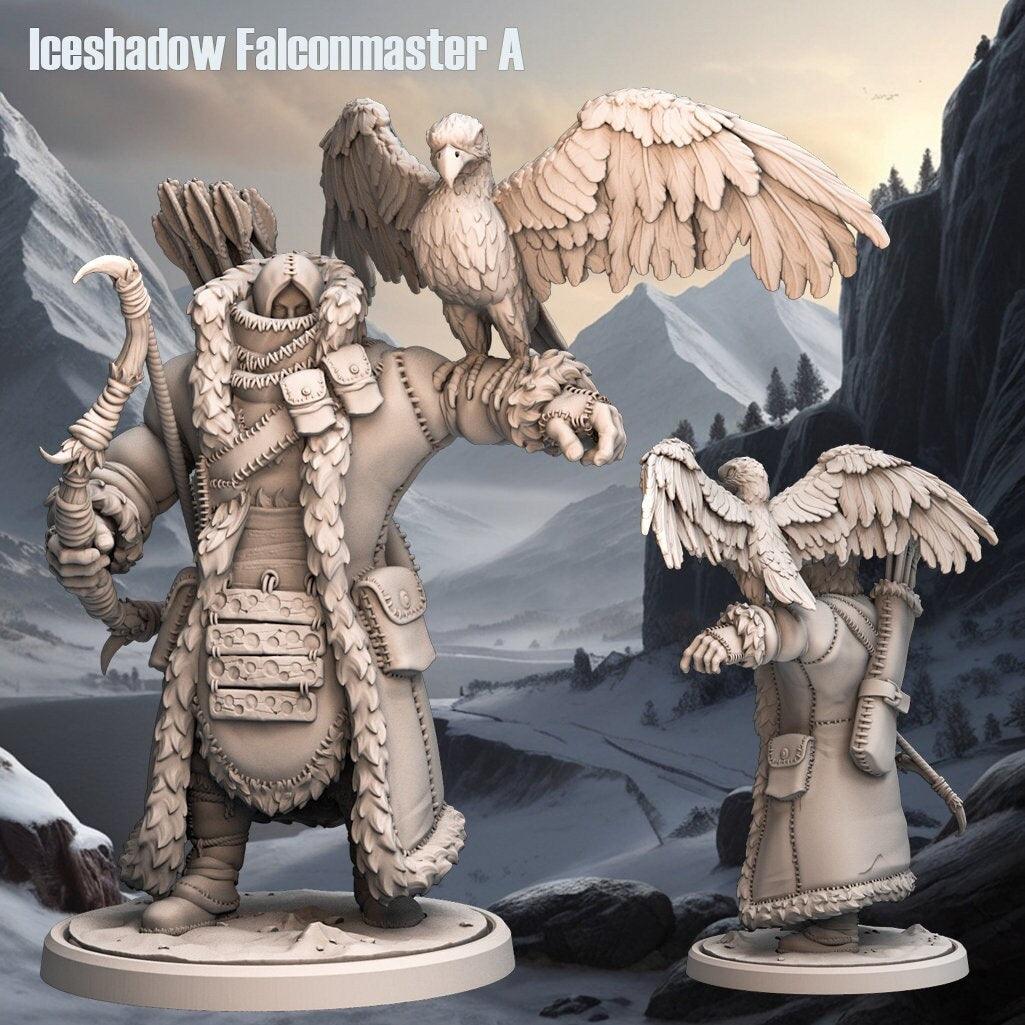 Iceshadow Falconmaster Miniature | DnD Ranger Falconer Figure | 32mm Scale - Plague Miniatures