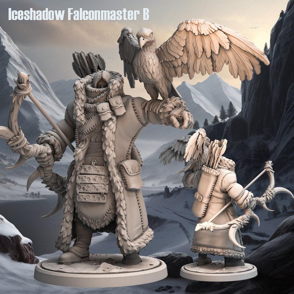 Iceshadow Falconmaster Miniature | Ranger Falconer Figure | 32mm Scale - Plague Miniatures