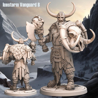 Icestorm Vanguard Miniature | D&D Snow Soldier Fighter | 32mm Scale - Plague Miniatures