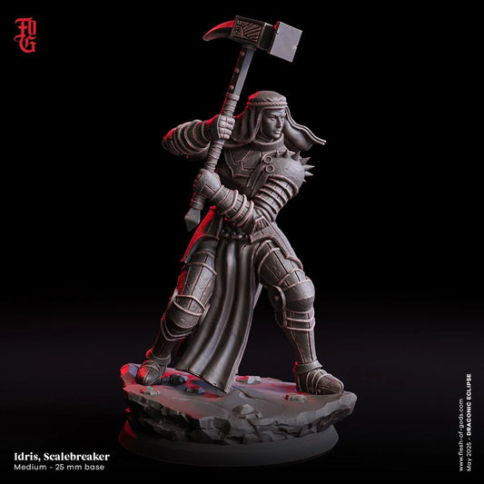 Idris Scalebreaker, Battle Cleric | Female Human Healer Miniature | 32mm Scale or 75mm Scale - Plague Miniatures