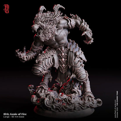 Ifrit, Genie of Fire Miniature | Large Elemental Figure | 50mm Base - Plague Miniatures