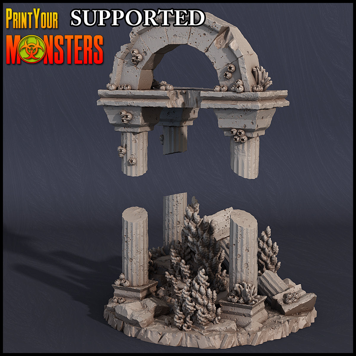 Underwater Ruins Terrain for Tabletop gaming | underwater Terrain 70mm Base | DnD Tabletop gaming | Dungeons and Dragons, DnD 5e - Plague Miniatures
