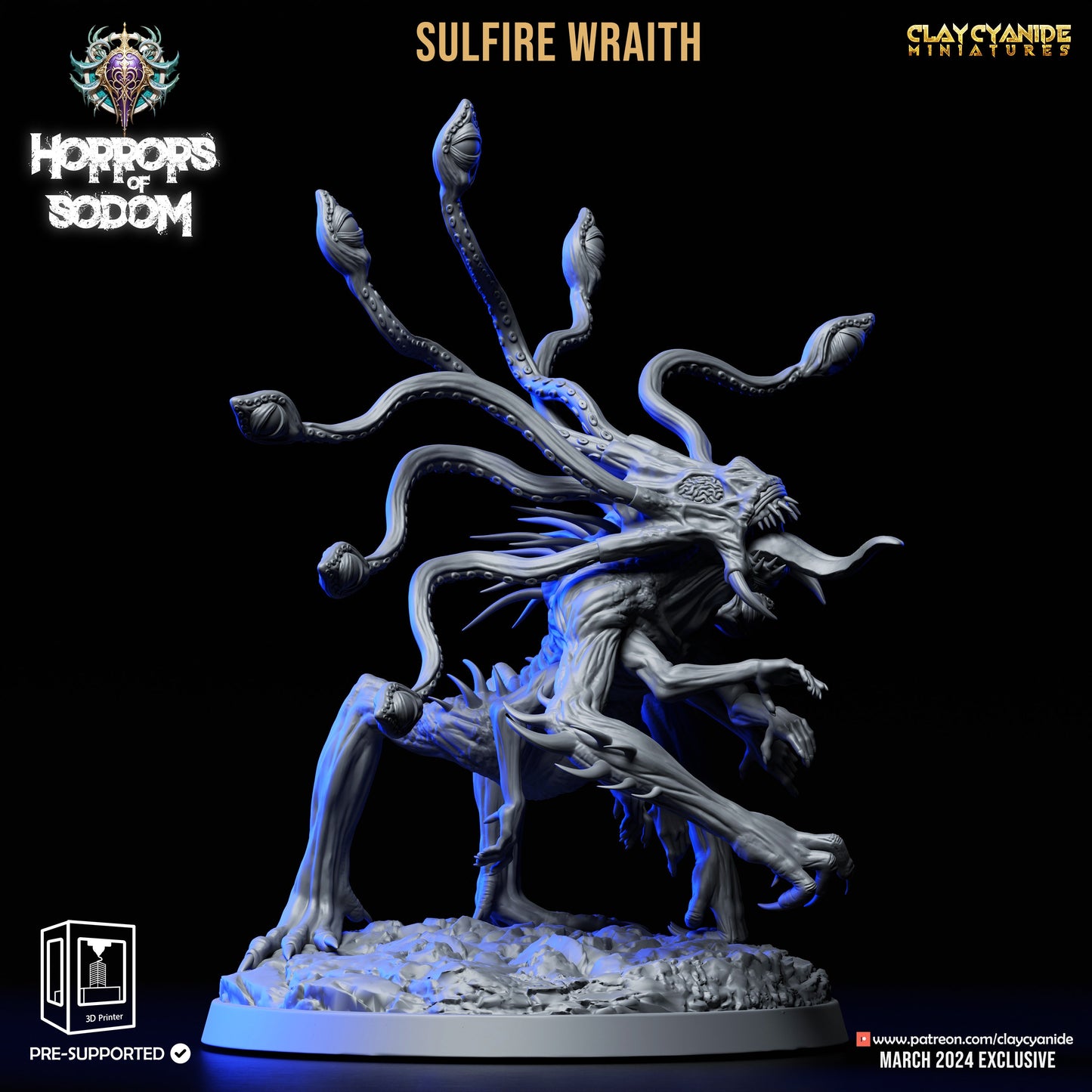 Sulfire Wraith Aberration Demon Miniature | 32mm Scale - Plague Miniatures