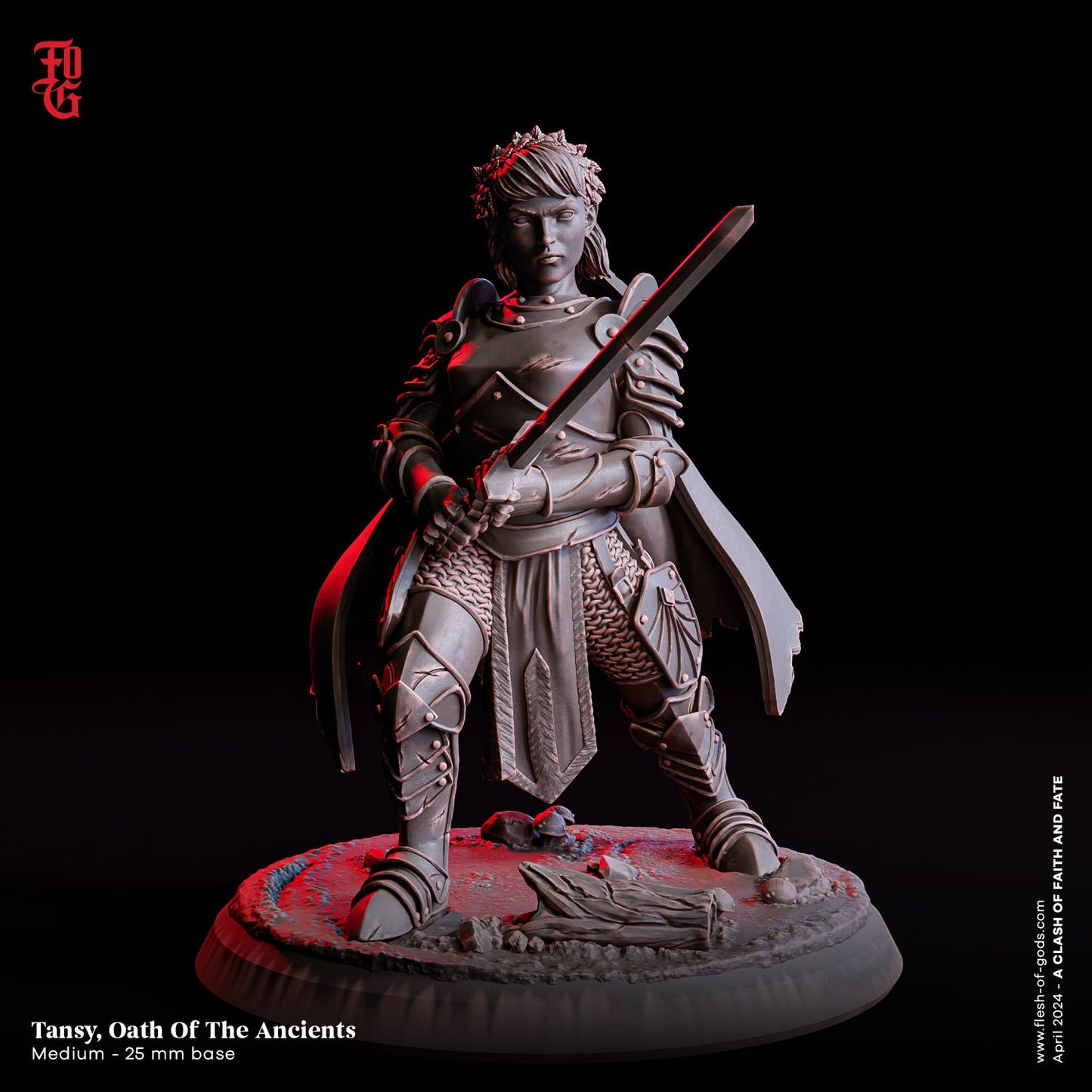 Tansy, Oath of the Ancients Halfling Paladin Miniature | Courageous Defender Figurine | 32mm Scale and 75mm Scale - Plague Miniatures