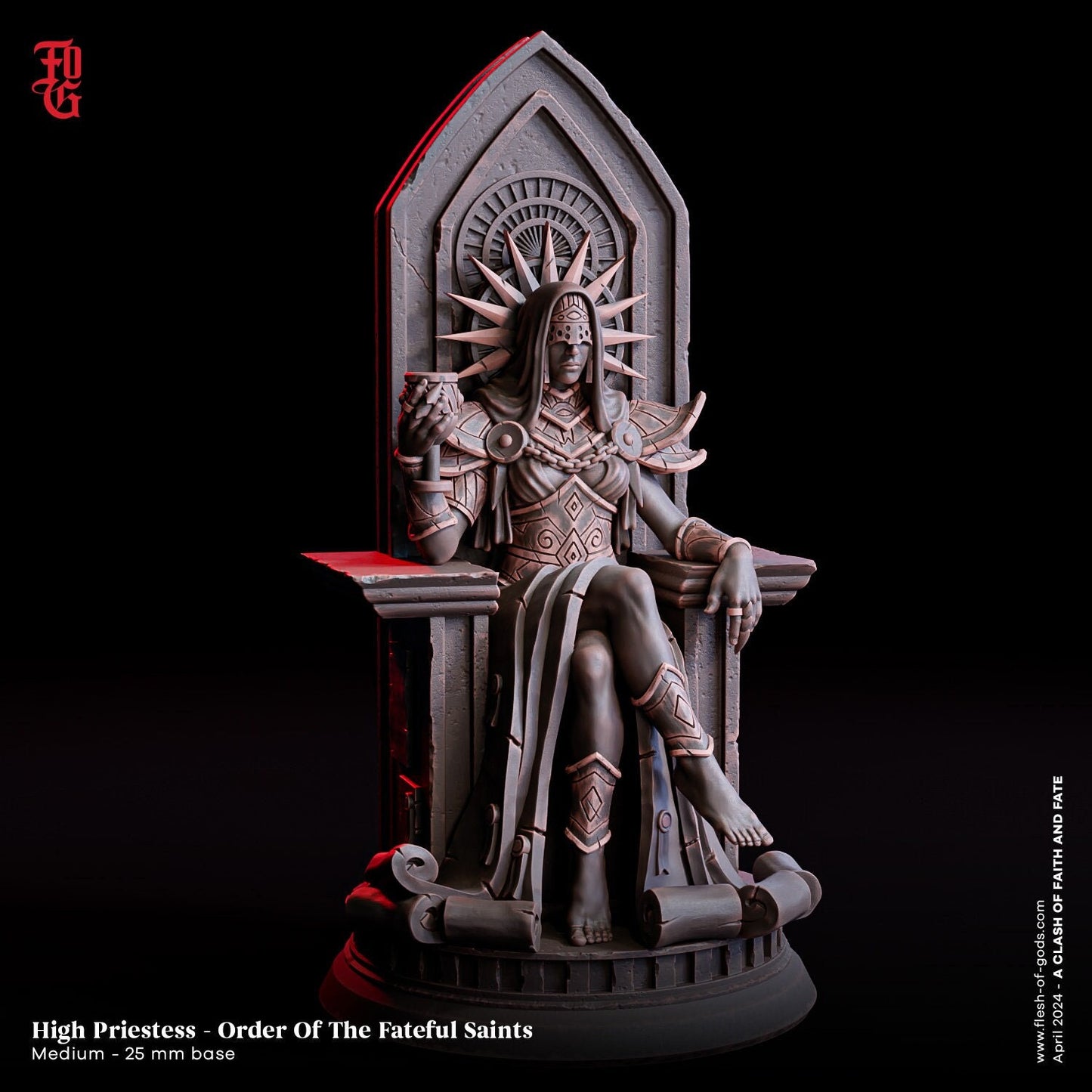 High Priestess of the Fateful Saints Miniature | Human Cleric NPC Figurine | 32mm Scale and 75mm Scale - Plague Miniatures