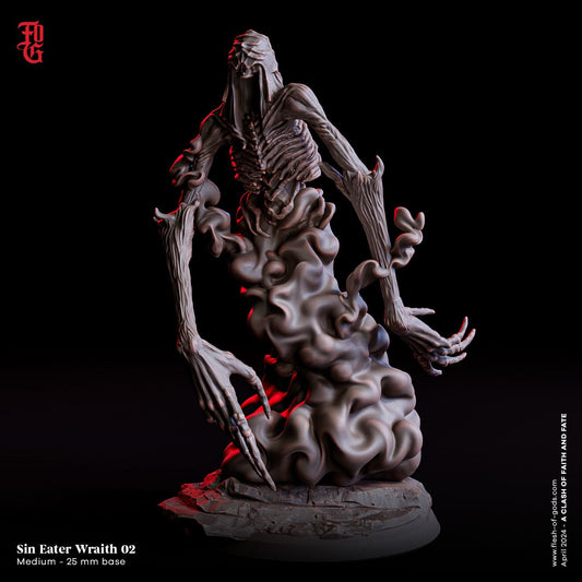 Sin Eater Trio Miniatures | Necromancer Wraith Skeleton Monster Set | 32mm Scale - Plague Miniatures