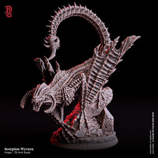 Scorpion Wyvern Miniature | Dragon Monster Figurine | 75mm Base - Plague Miniatures