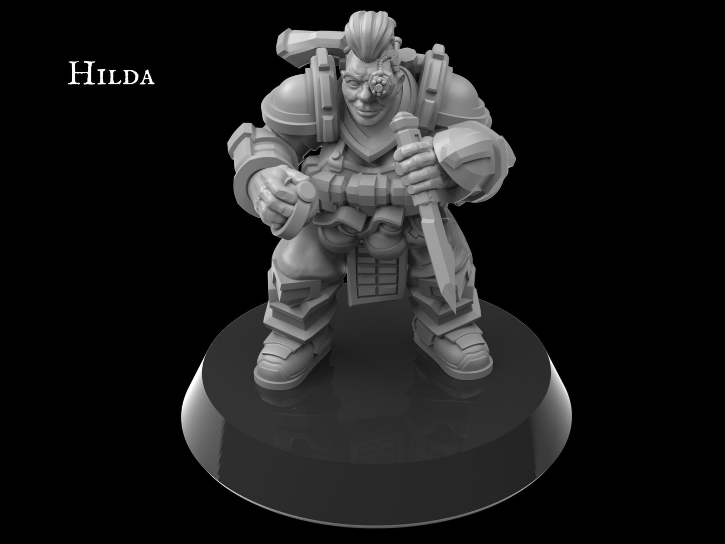 Hilda, Cyborg Assassin Dwarf Miniature | Galactic Demolition Squad Member - Plague Miniatures