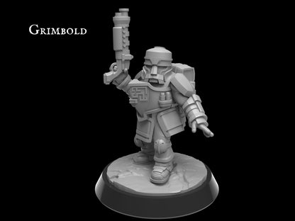 Trooper Hurgar, Mechanical Axe Dwarf Miniature | Assault Squad Member - Plague Miniatures