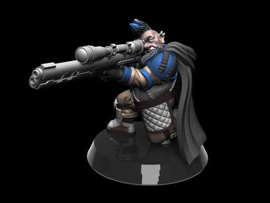 Sniper Ryn, Punk Dwarf Sniper Miniature | Galactic Sniper Squad Member - Plague Miniatures