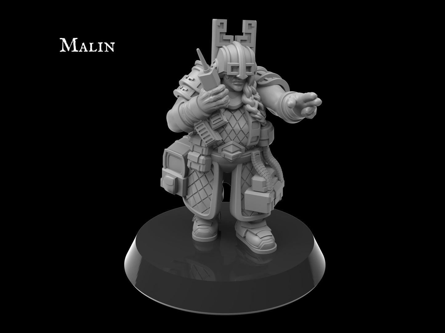 Greta, Armored Dwarf Strategist Miniature | Galactic Tactical Squad Member - Plague Miniatures