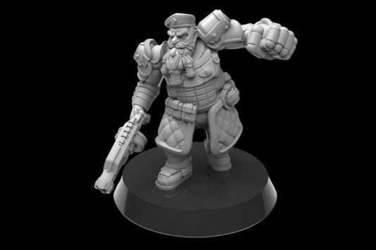 Captain Eirik, Commanding Infiltrator Dwarf Miniature | Galactic Infiltration Squad Leader - Plague Miniatures