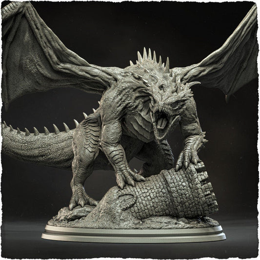 Emerald Dragon Miniature | Majestic Huge Dragon Fantasy Figure for Tabletop Gaming - Plague Miniatures