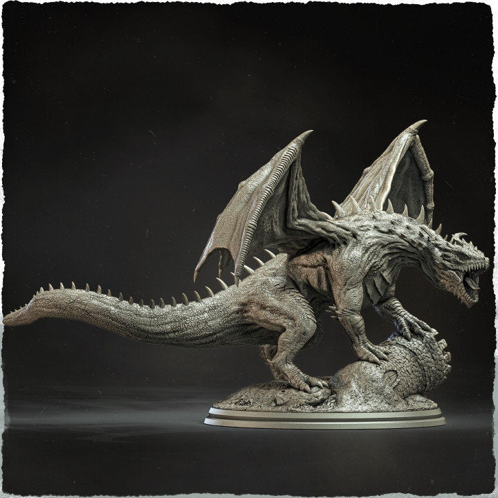 Emerald Dragon Miniature | Majestic Huge Dragon Fantasy Figure for Tabletop Gaming - Plague Miniatures