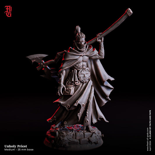 Unholy Priest Miniature | Death Reaper Monster Figurine | 32mm Scale or 75mm Scale - Plague Miniatures