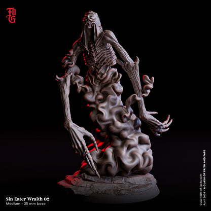 Undead Wraith Sin Eater Miniatures Set | 3 Poses of Necromancer Wraith Undead Skeleton Monster Figurines | 32mm Scale - Plague Miniatures
