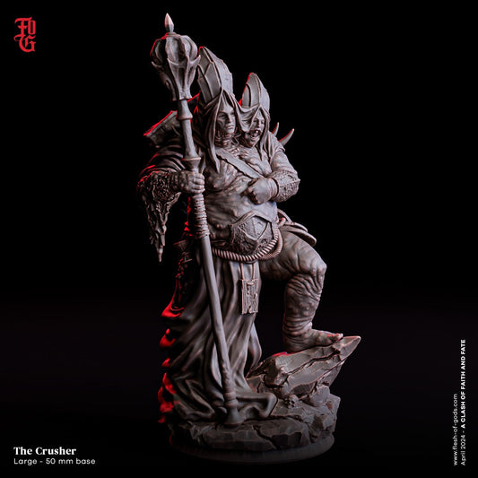 The Crusher Miniature | Two-Headed Ogre Monster Figurine for Dungeons and Dragons | 50mm Base - Plague Miniatures