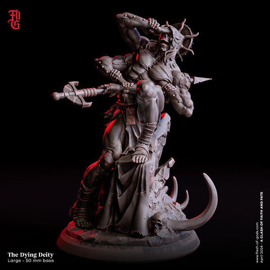 The Dying Deity Miniature | Undead Skeleton God Monster Figurine | 50mm Base - Plague Miniatures