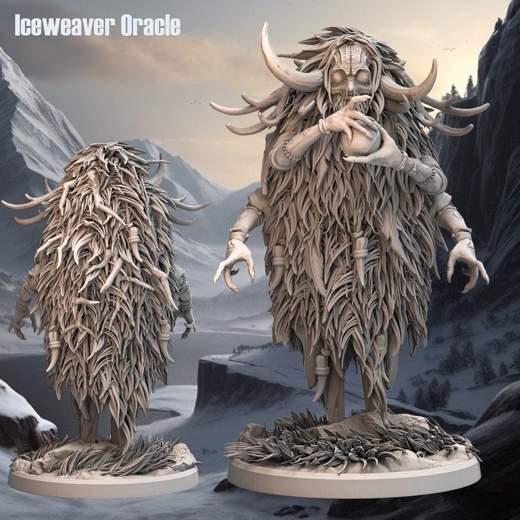 Ice Oracle Monster Miniature | Frosty Seer Figure | 32mm Scale - Plague Miniatures