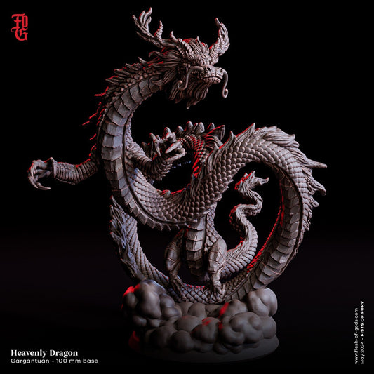 Heavenly Dragon Miniature | Gargantuan Dragon Japanese Monster for Tabletop Games | 100mm Base - Plague Miniatures