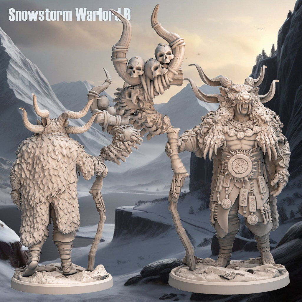 Snowstorm Warlord Miniature | Tundra Warrior for Frosty Battles | 32mm Scale - Plague Miniatures