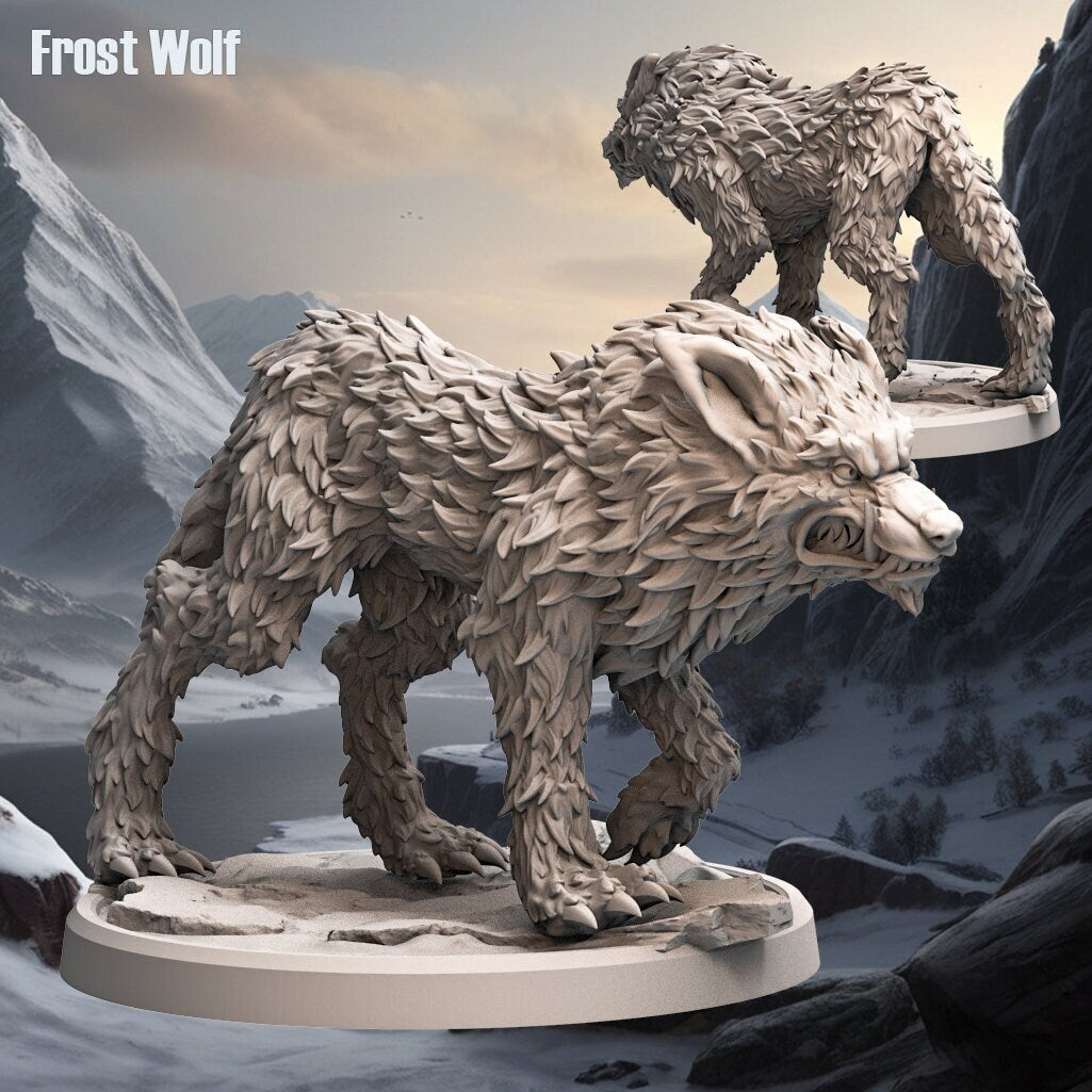 Frost Wolf Miniature | Icy Tabletop Predator | 32mm scale - Plague Miniatures