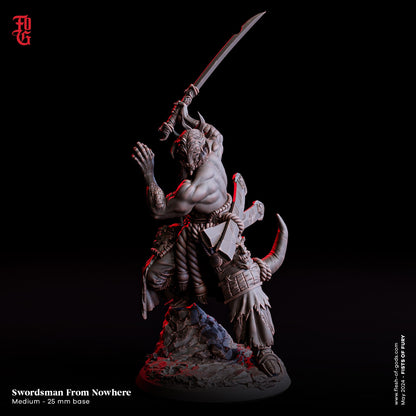Swordsman from Nowhere Miniature | Japanese Beast Humanoid Warrior | 32mm Scale or 75mm Scale - Plague Miniatures