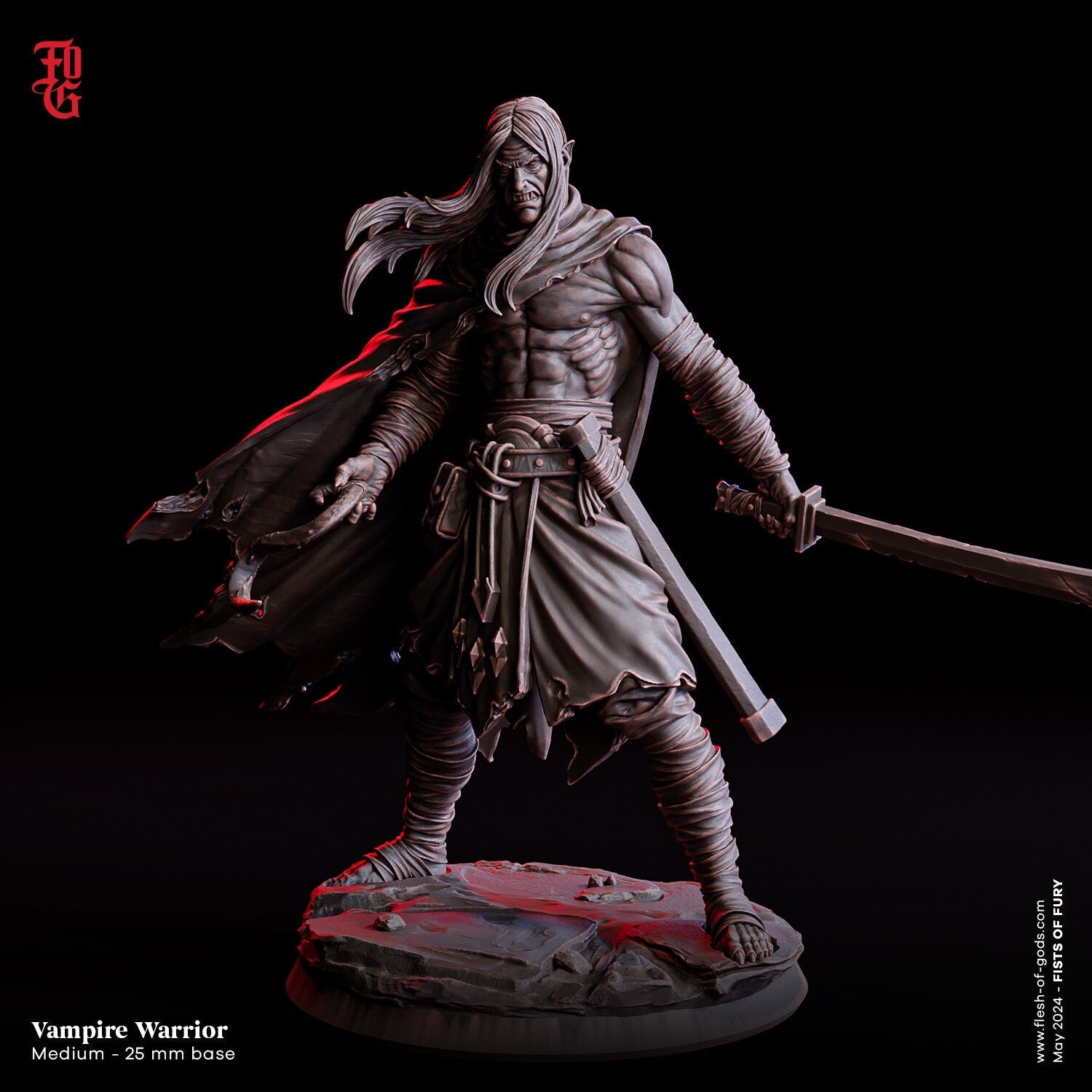Vampire Warrior Miniature Undead Monster | Perfect for D&D & Tabletop Games | 32mm Scale - Plague Miniatures