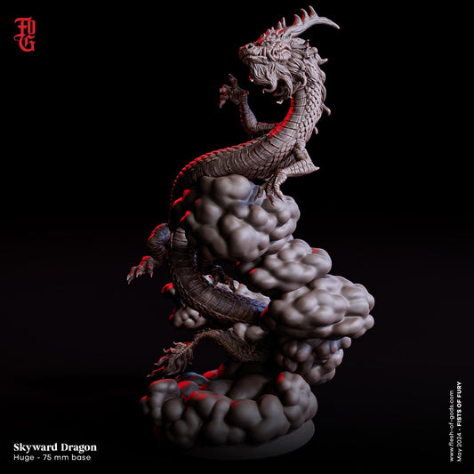 Skyward Dragon Miniature | Huge Japanese Serpent Monster | 75mm Base - Plague Miniatures